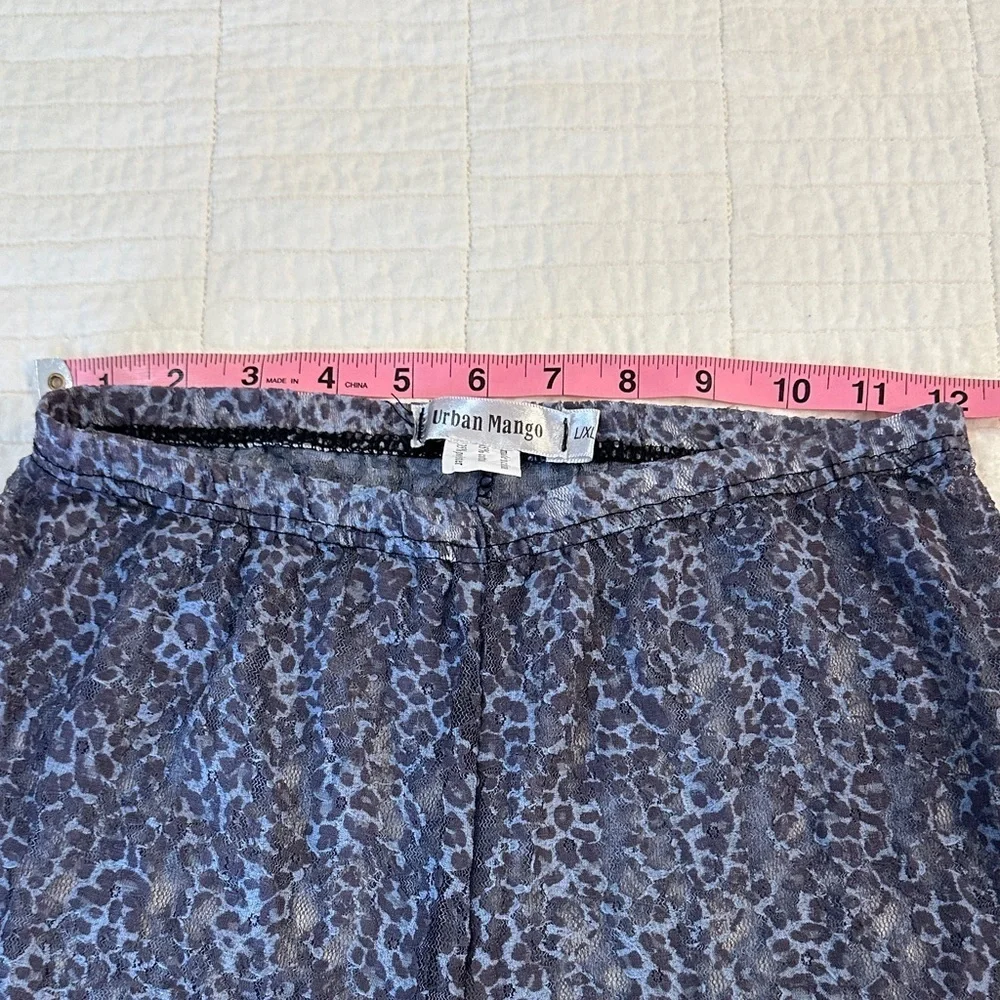 Leopard Print Lace L/XL See Through Pants Leggings Slate Gray